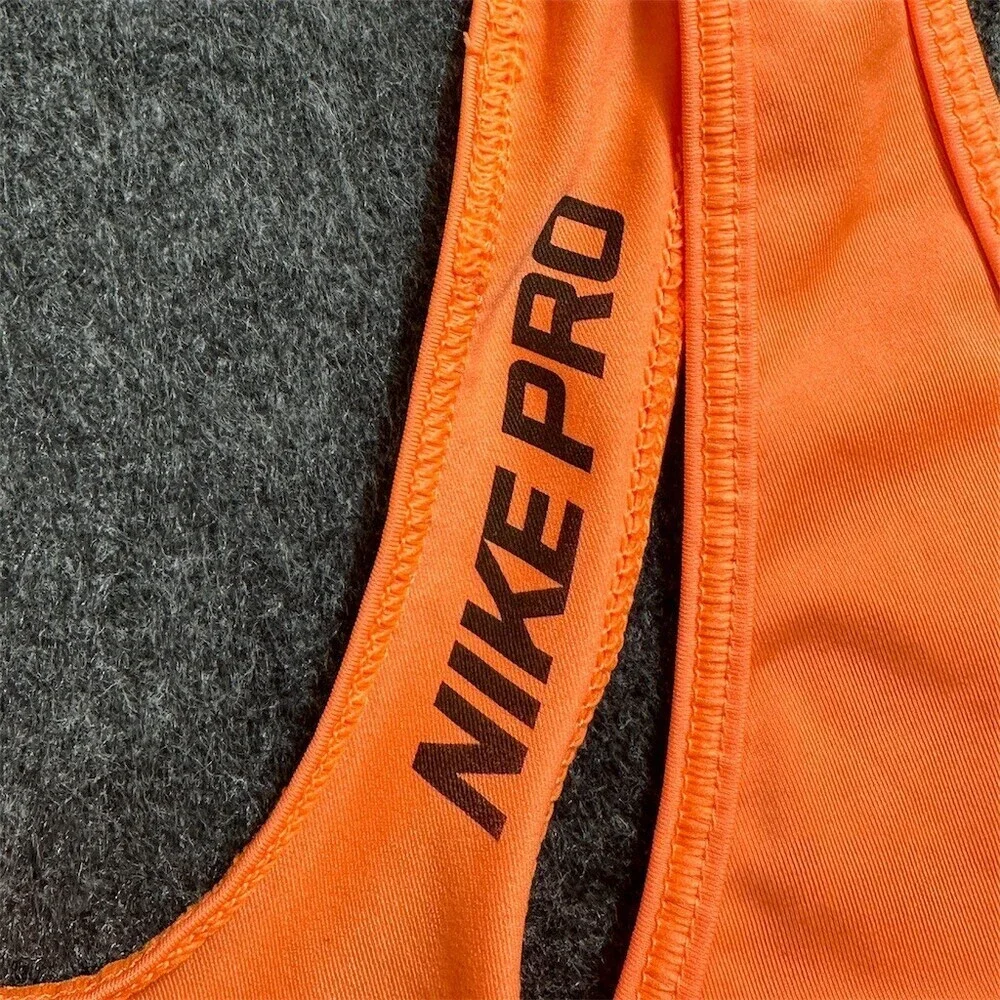 Nike Pro Pro Tank Top Womens Size M Orange Dri-FIT Racerback Reflective Logo